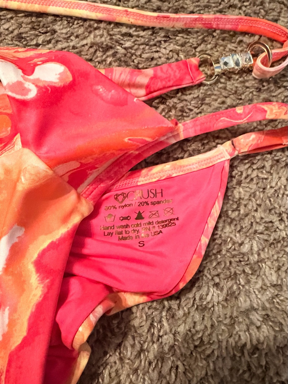 Marbled Pink Orange Triangle Bikini Set - Picture 8 of 10